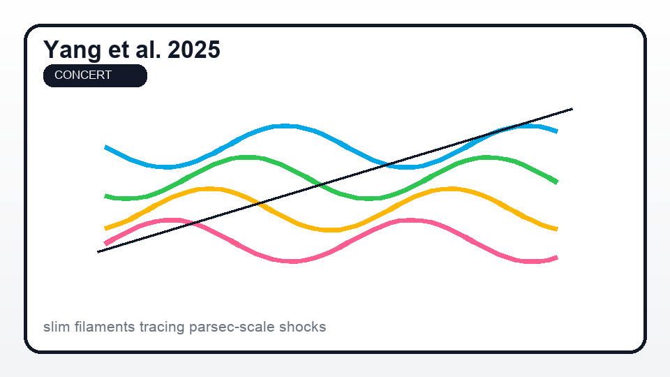 Generated summary plot of slim filaments tracing parsec-scale shocks